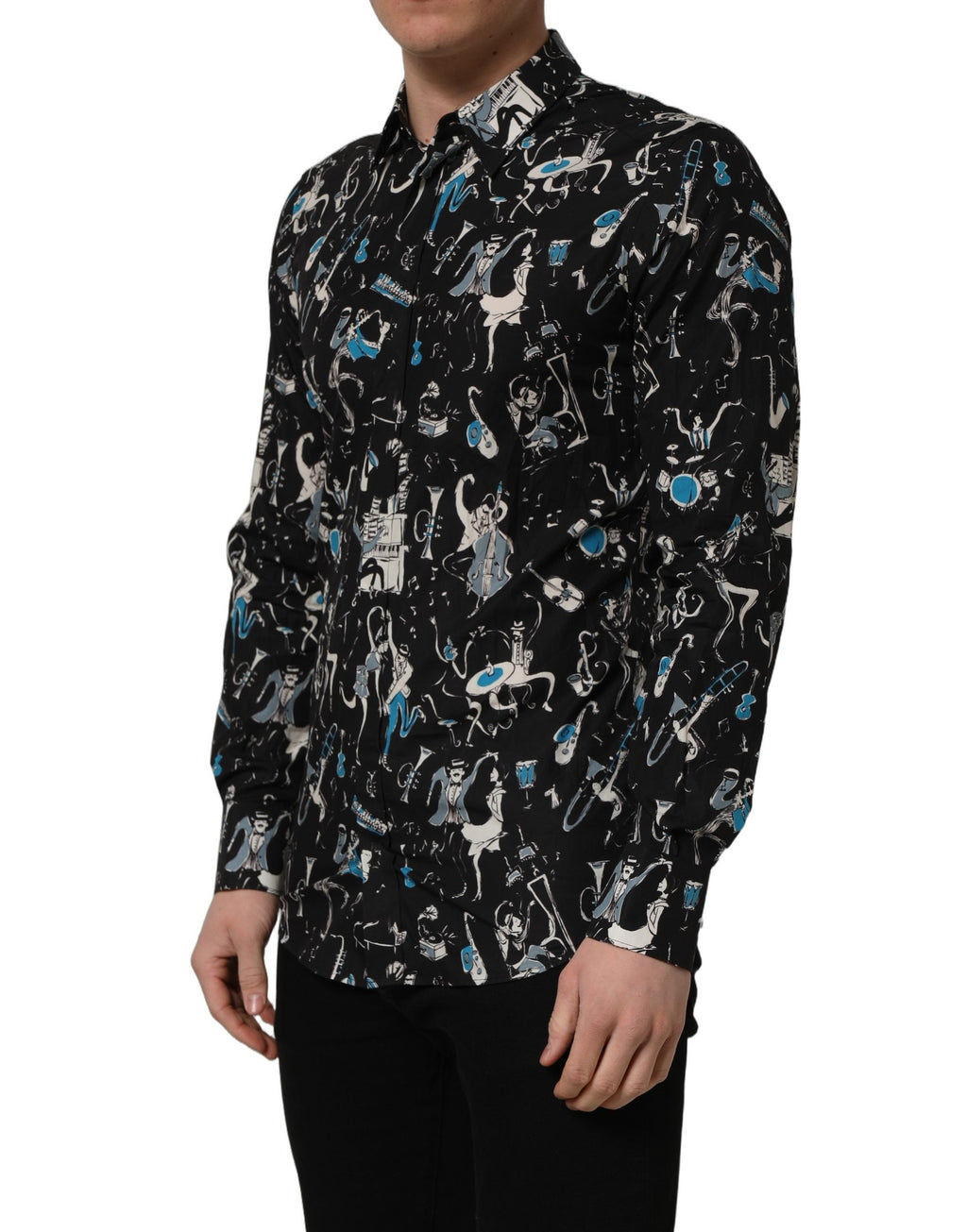 Dolce & Gabbana Black Jazz Club Cotton GOLD Fit Dress Shirt