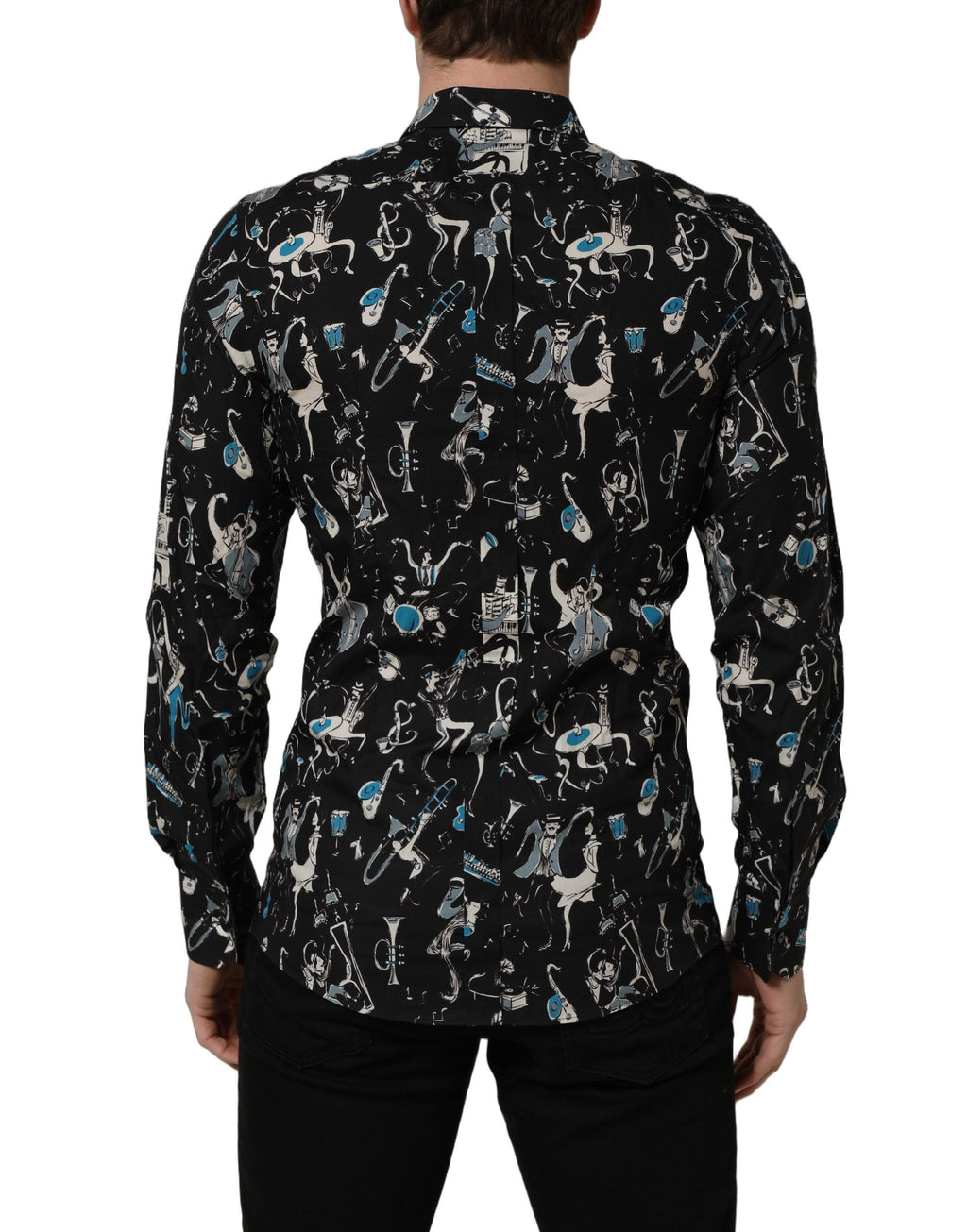 Dolce & Gabbana Black Jazz Club Cotton GOLD Fit Dress Shirt