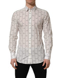 Dolce & Gabbana White Bee Print Cotton GOLD Fit Dress Shirt