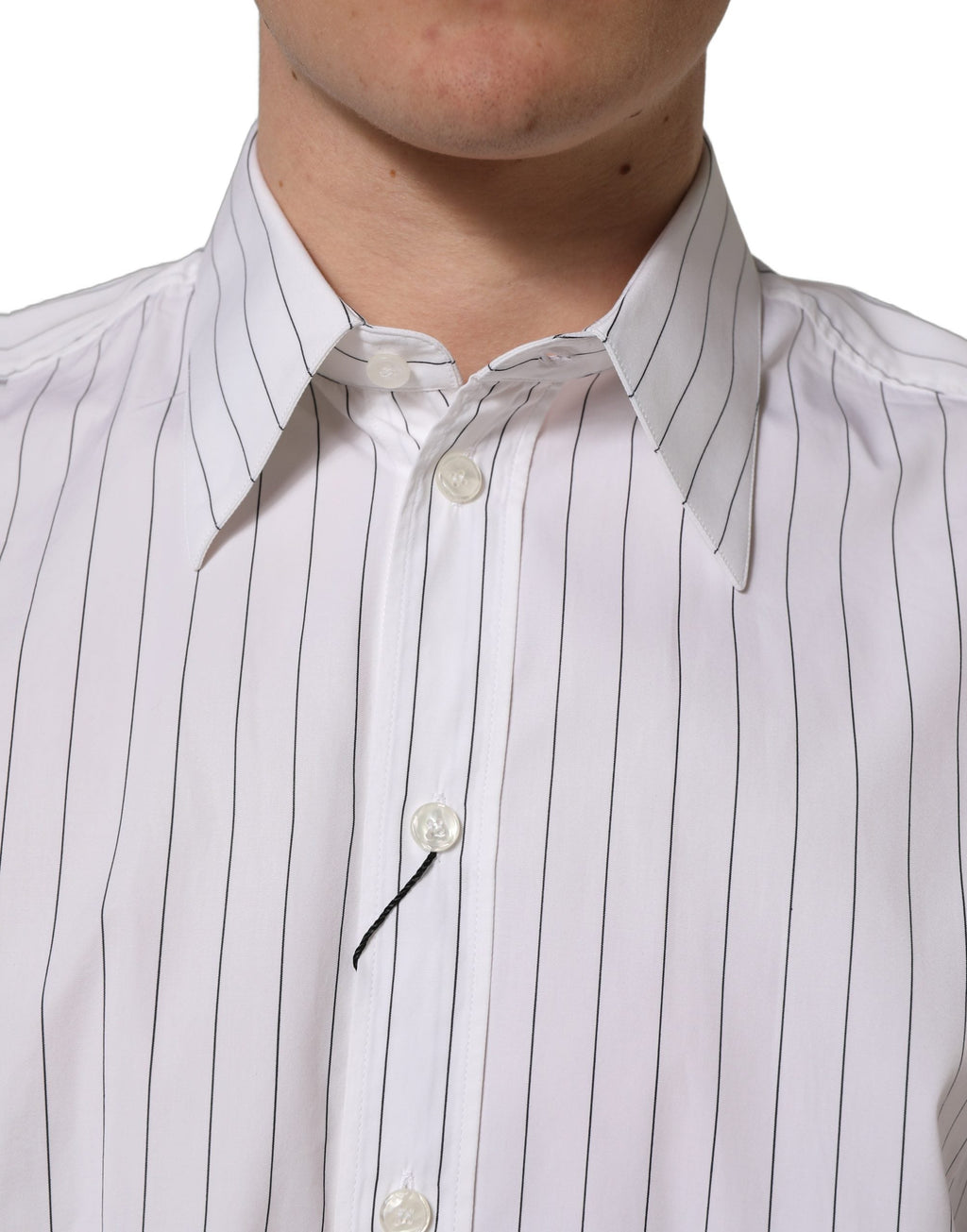 Dolce & Gabbana White Stripes Cotton Men Formal Dress Shirt
