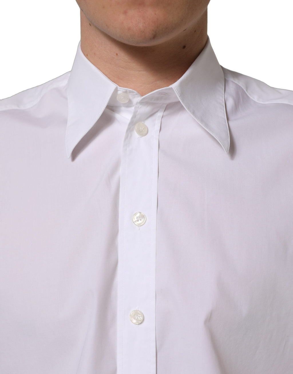 Dolce & Gabbana White Cotton Sleeveless Formal Dress Shirt