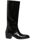 Dolce & Gabbana Black Leather Knee High Heels Boots Shoes