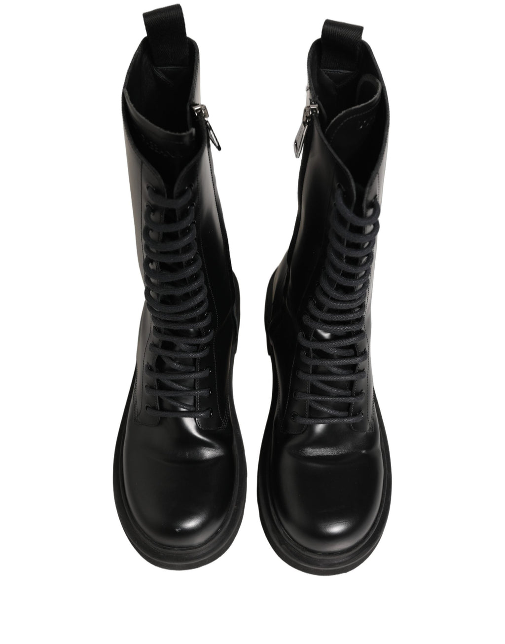 Dolce & Gabbana Black Leather Lace Up Men Combat Boots Shoes