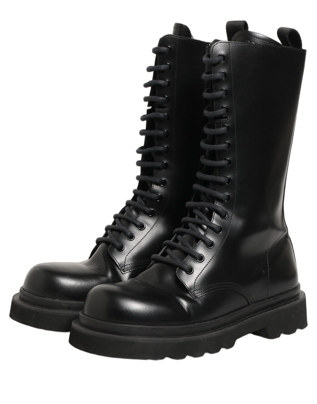 Dolce & Gabbana Black Leather Lace Up Men Combat Boots Shoes