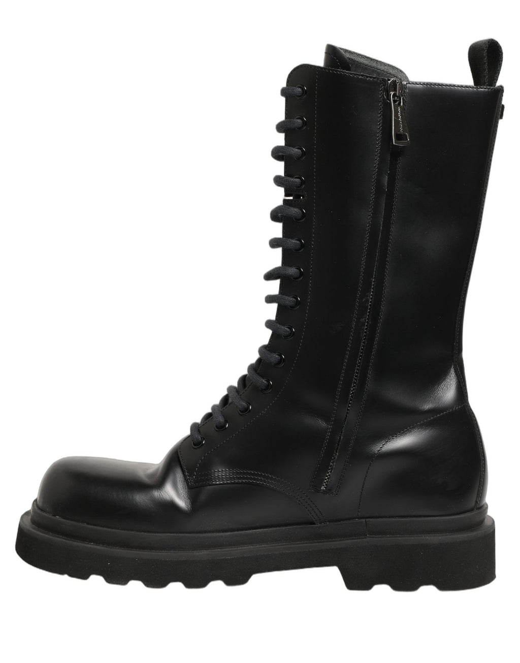 Dolce & Gabbana Black Leather Lace Up Men Combat Boots Shoes