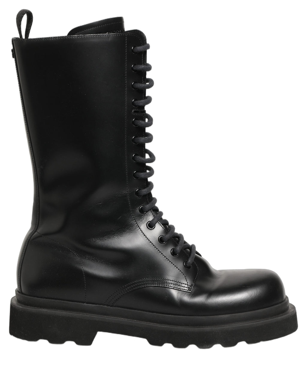 Dolce & Gabbana Black Leather Lace Up Men Combat Boots Shoes
