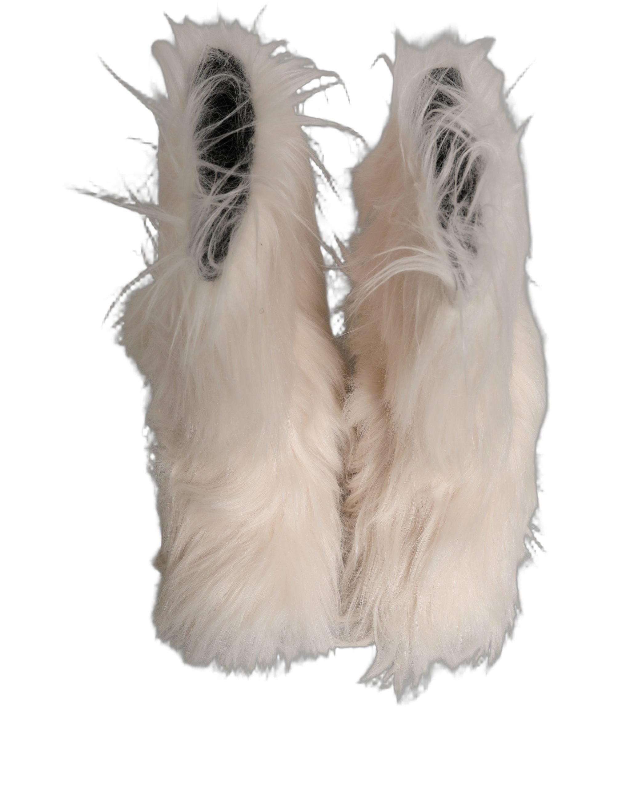 Dolce & Gabbana White Faux Fur Mid Calf Men Boots Shoes