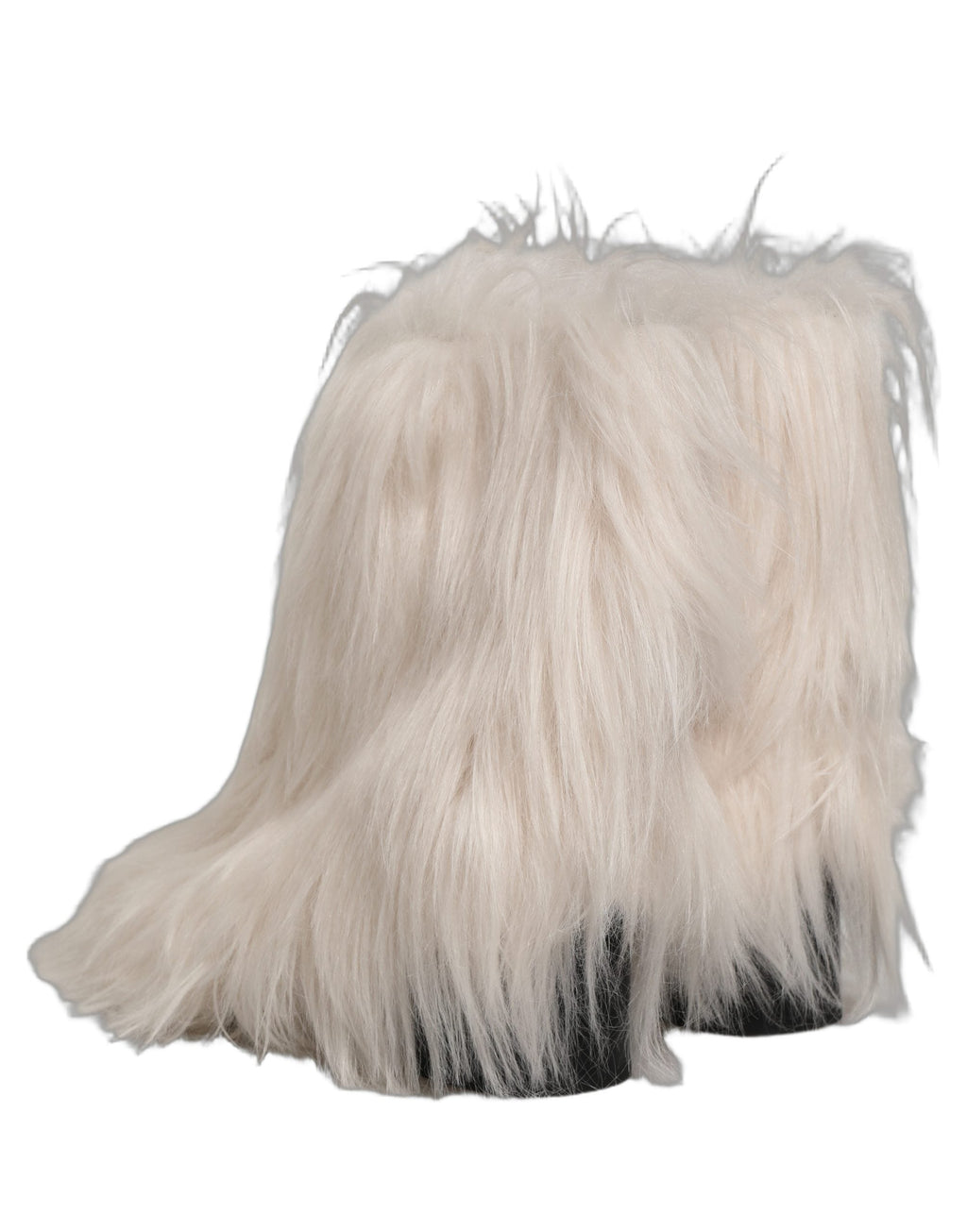 Dolce & Gabbana White Faux Fur Mid Calf Men Boots Shoes