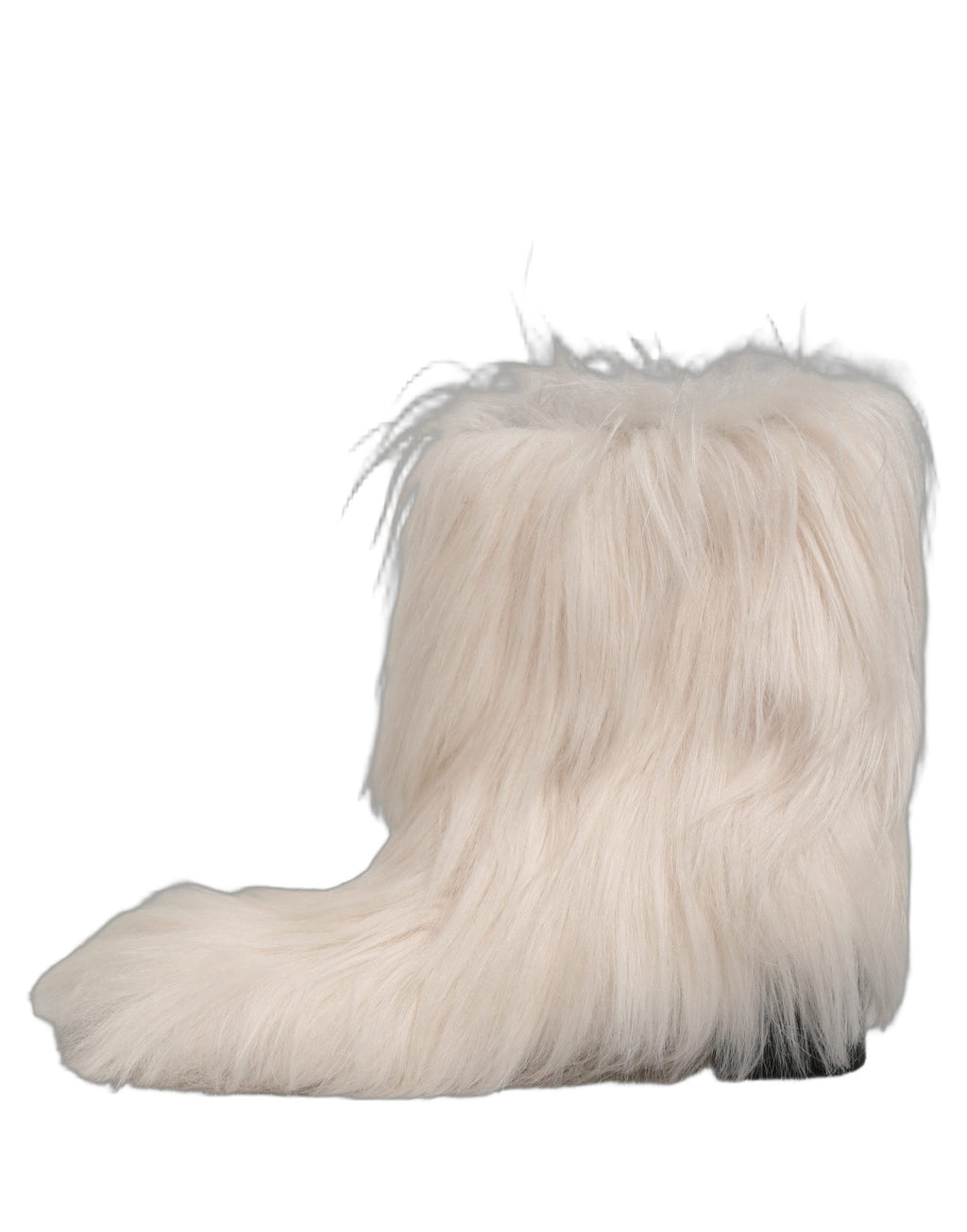Dolce & Gabbana White Faux Fur Mid Calf Men Boots Shoes