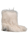 Dolce & Gabbana White Faux Fur Mid Calf Men Boots Shoes