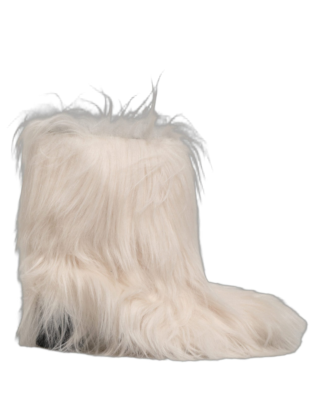 Dolce & Gabbana White Faux Fur Mid Calf Men Boots Shoes
