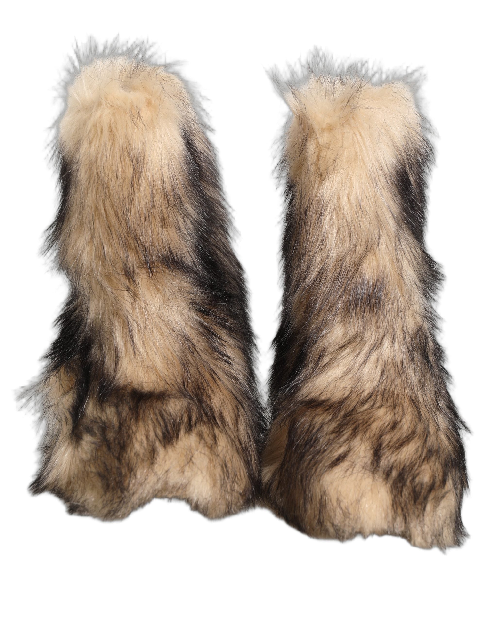 Dolce & Gabbana Brown Faux Fur Mid Calf Men Boots Shoes