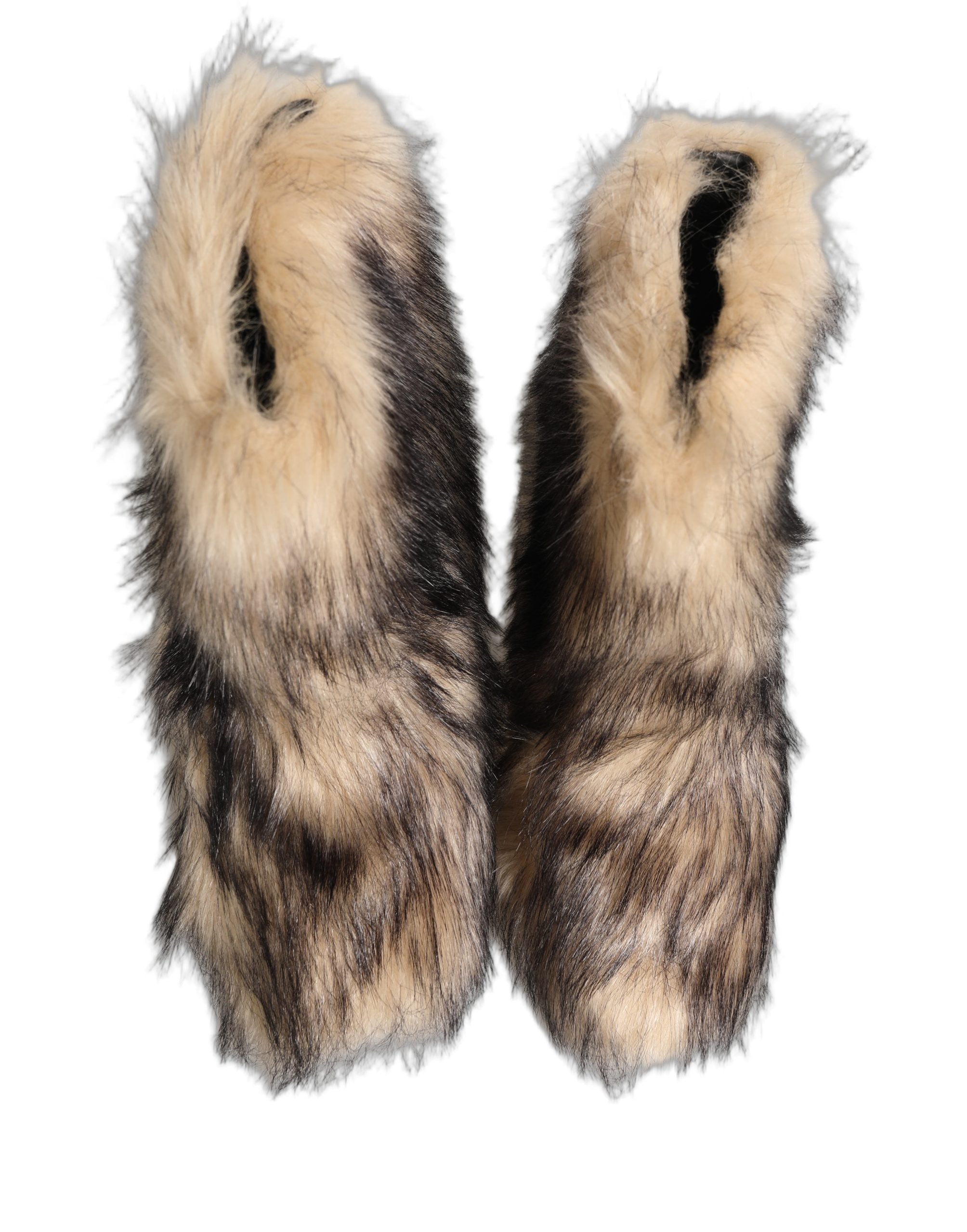 Dolce & Gabbana Brown Faux Fur Mid Calf Men Boots Shoes