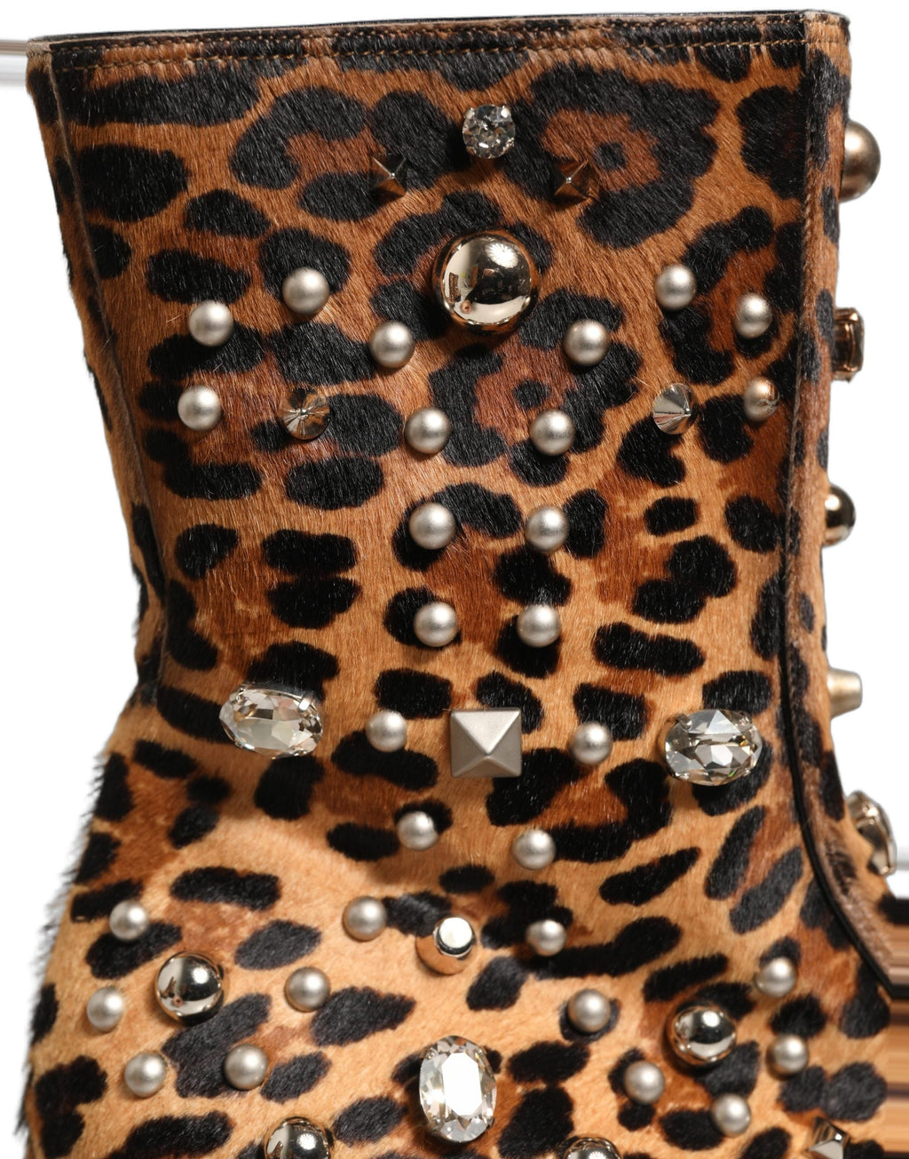 Dolce & Gabbana Brown Leopard Embellished Mid Calf Men Boots Shoes