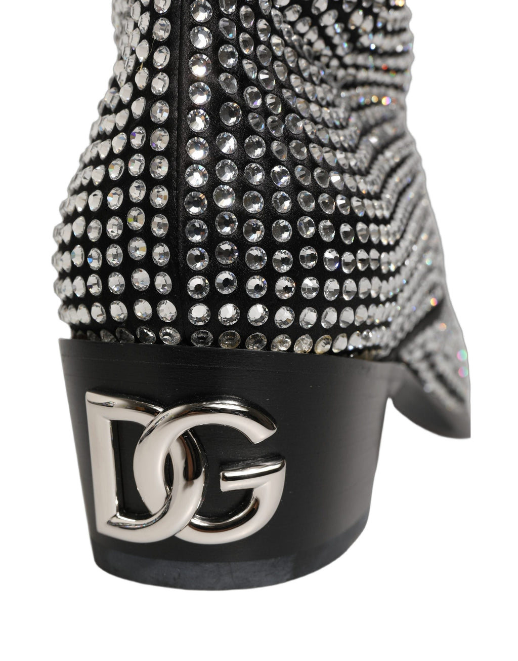 Dolce & Gabbana Black Crystal Embellished Ankle Boots Shoes