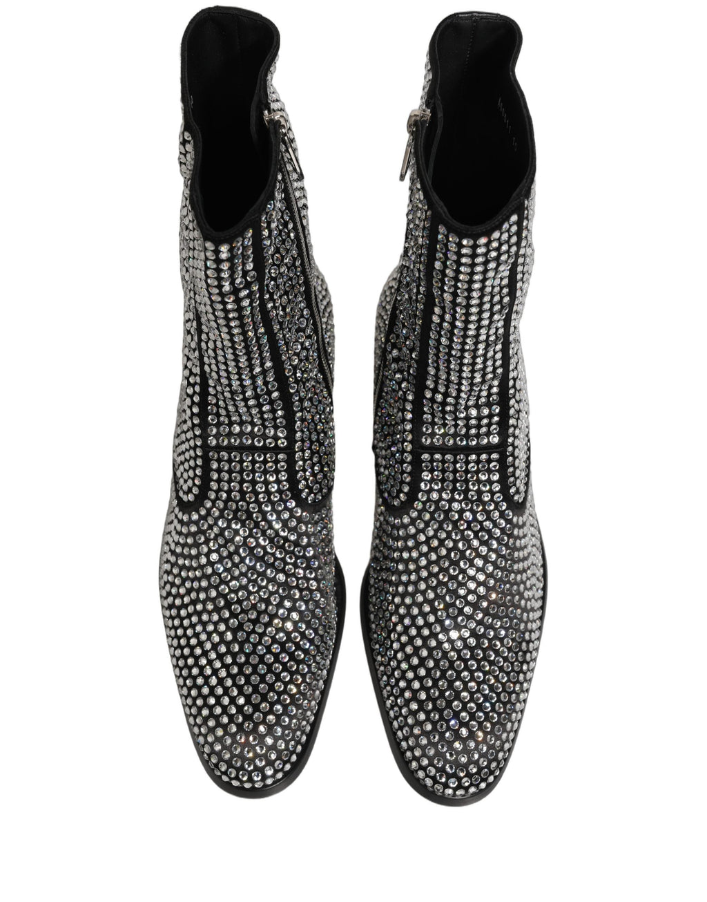 Dolce & Gabbana Black Crystal Embellished Ankle Boots Shoes