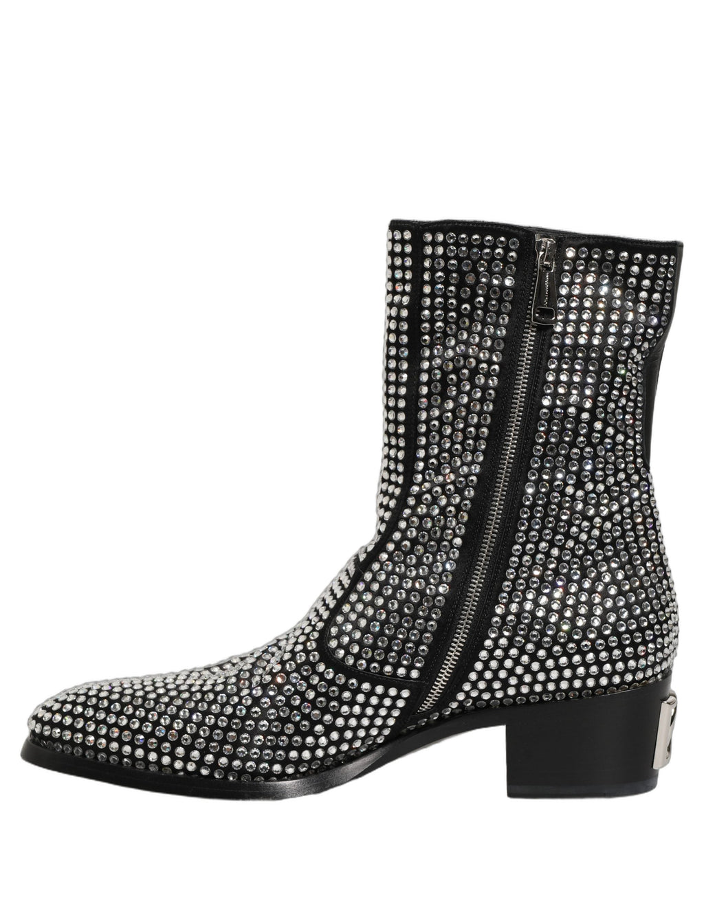 Dolce & Gabbana Black Crystal Embellished Ankle Boots Shoes
