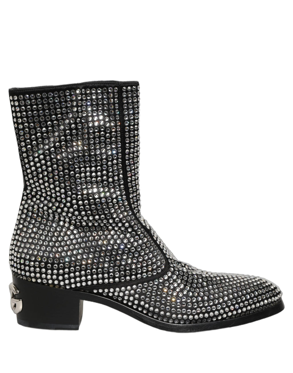 Dolce & Gabbana Black Crystal Embellished Ankle Boots Shoes