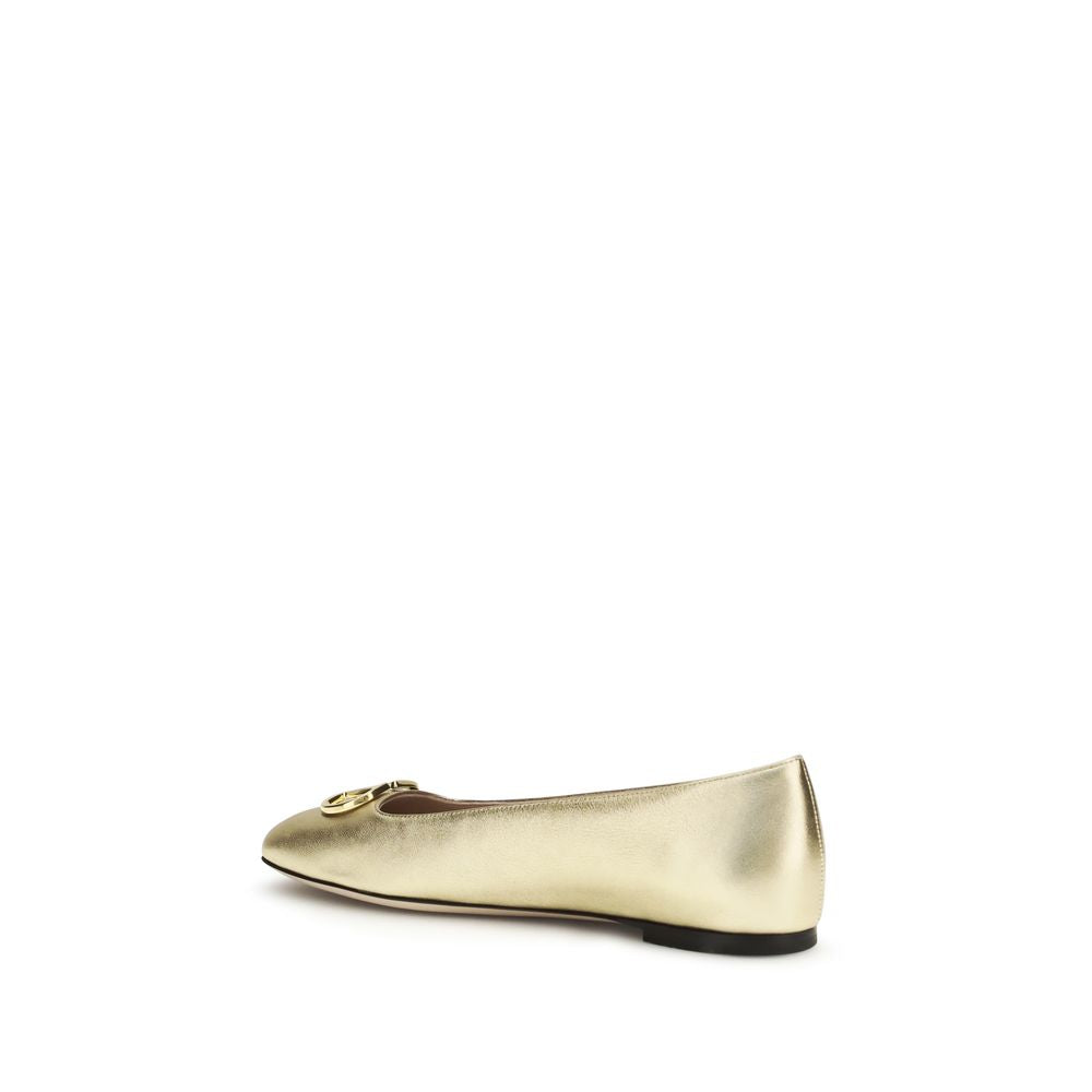 Valentino Garavani Gold Napa Leather / Calf Bos Taurus Ballet Flats
