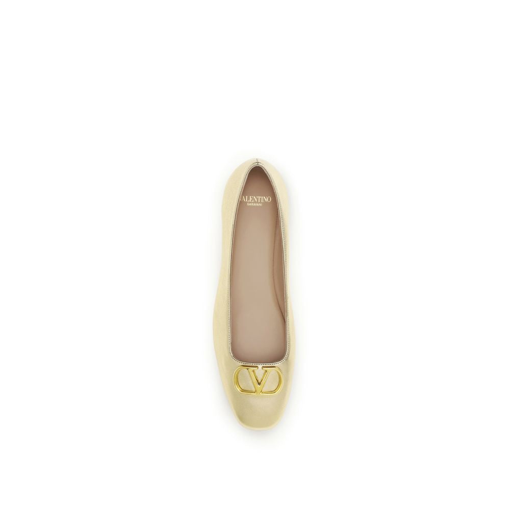 Valentino Garavani Gold Napa Leather / Calf Bos Taurus Ballet Flats