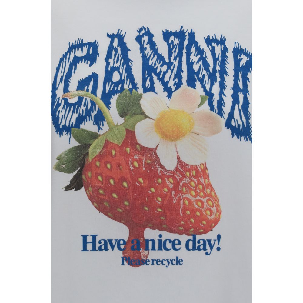 Ganni White Cotton Long Sleeve T-Shirt