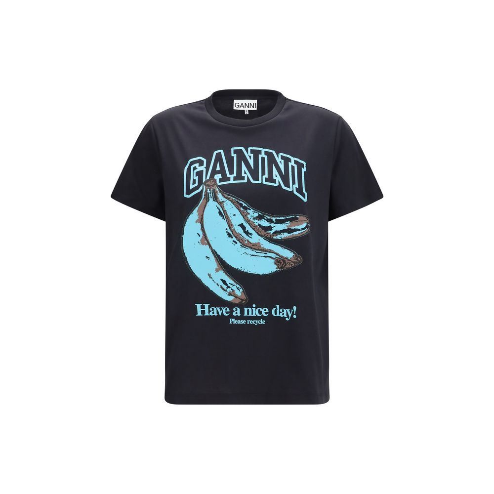 Ganni Black Cotton T-Shirt