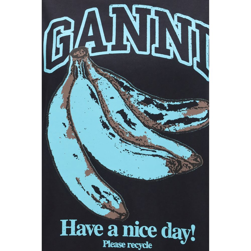 Ganni Black Cotton T-Shirt