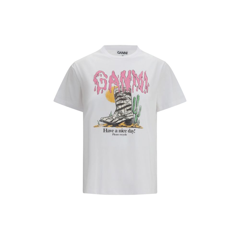 Ganni White Cotton T-Shirt