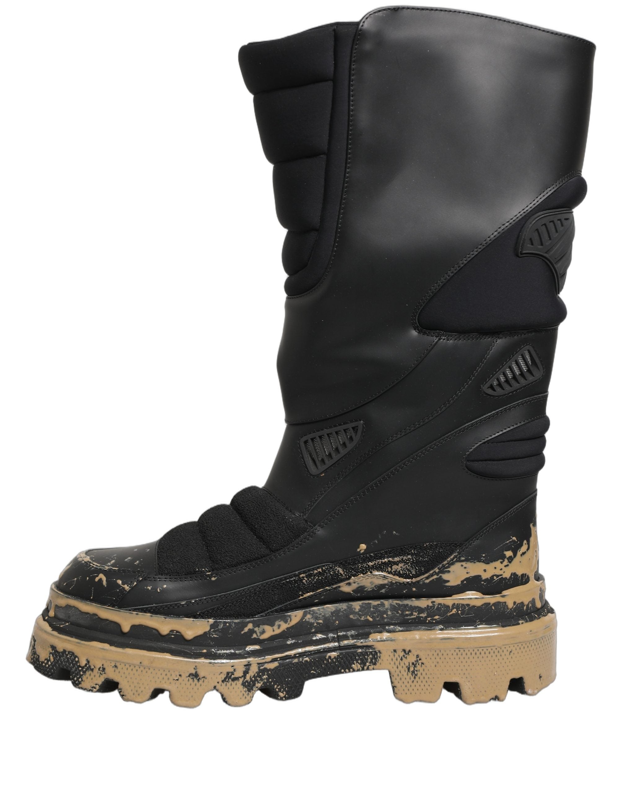 Dolce & Gabbana Black Leather Biker Mid Calf Men Boots Shoes