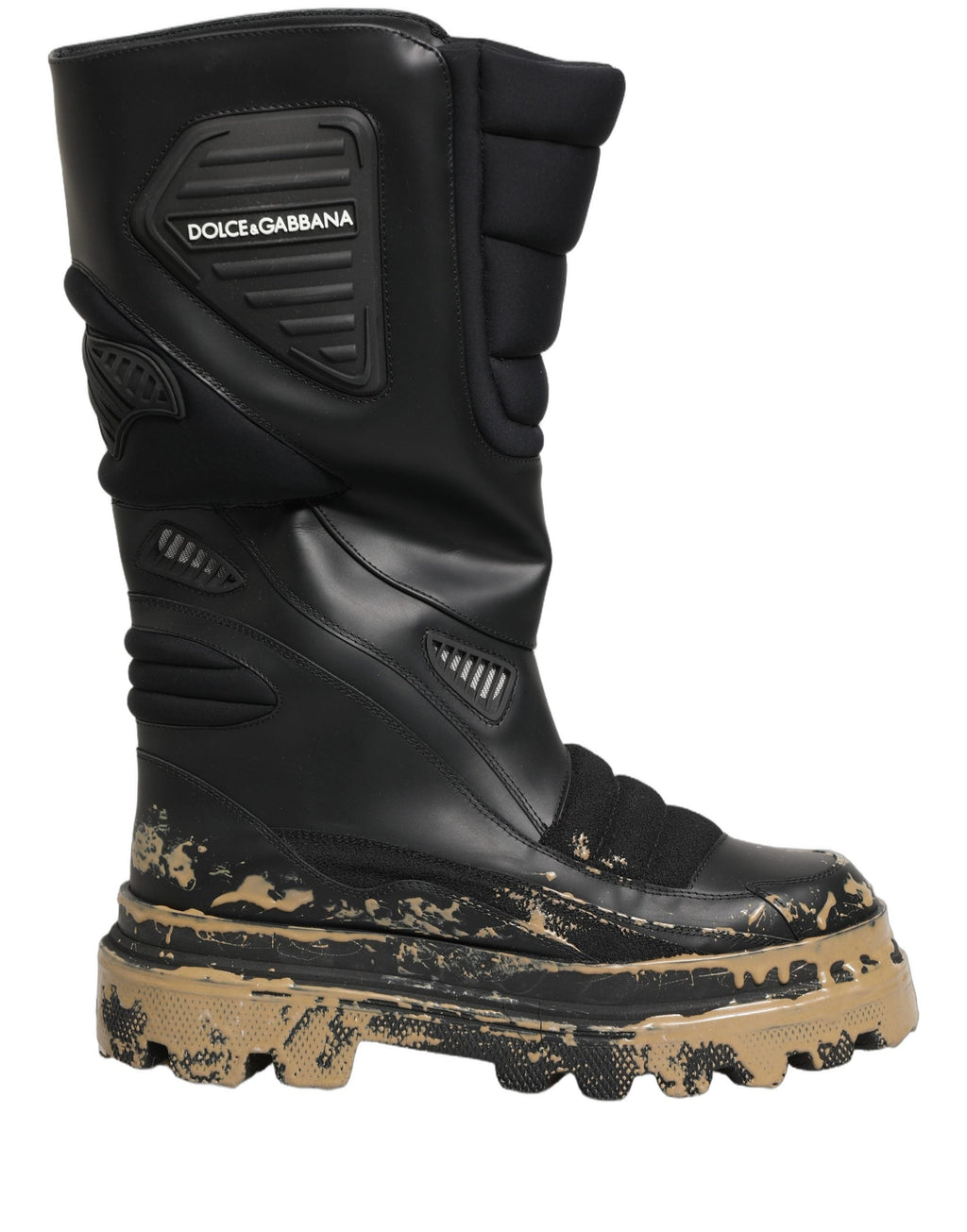 Dolce & Gabbana Black Leather Biker Mid Calf Men Boots Shoes