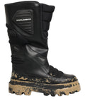 Dolce & Gabbana Black Leather Biker Mid Calf Men Boots Shoes