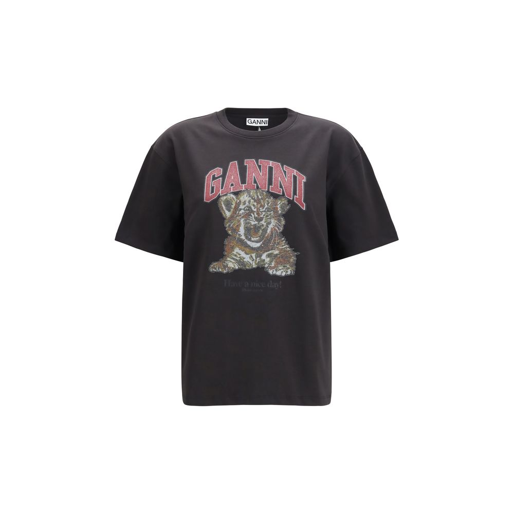 Ganni Black Cotton T-Shirt