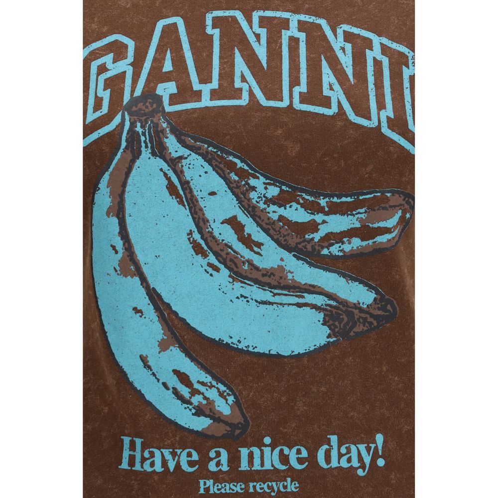 Ganni Brown Cotton T-Shirt