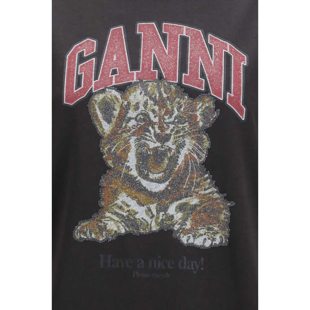 Ganni Black Cotton T-Shirt
