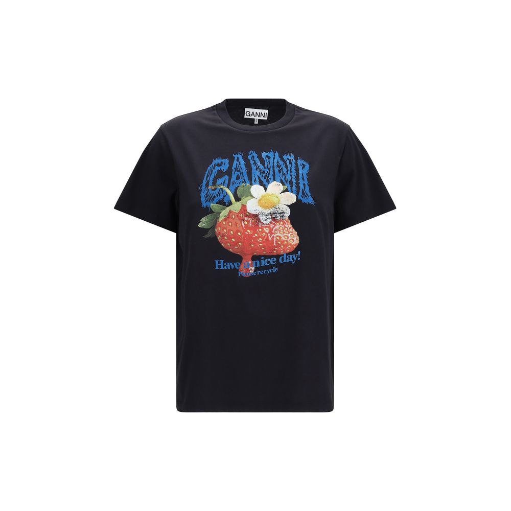 Ganni Black Cotton T-Shirt