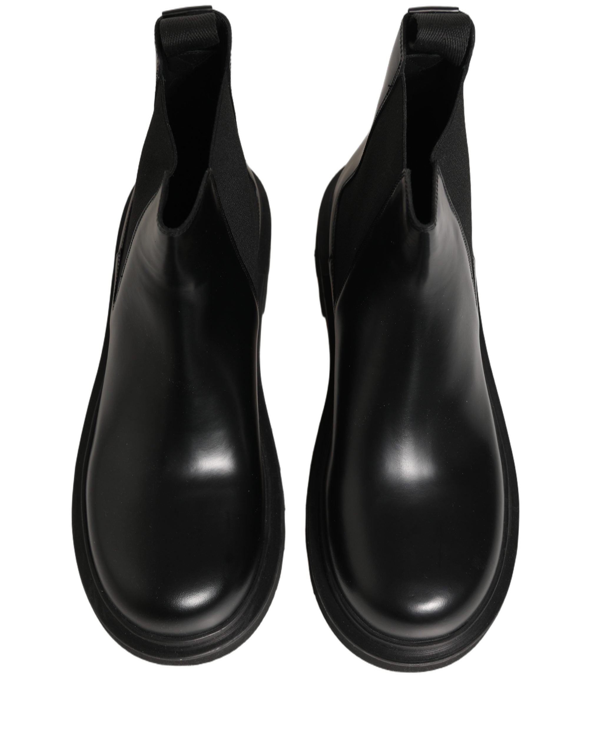Dolce & Gabbana Black Chelsea Boots Leather Slip On Men Shoes