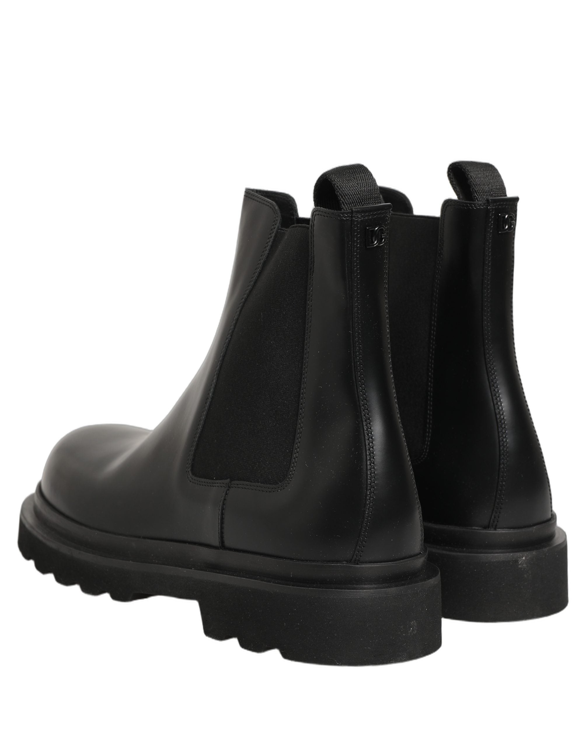 Dolce & Gabbana Black Chelsea Boots Leather Slip On Men Shoes