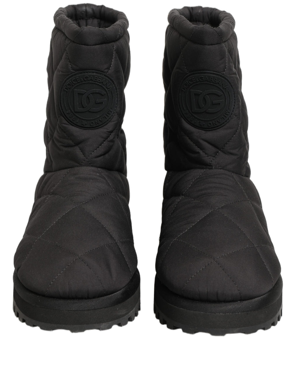 Dolce & Gabbana Black Quilted Effect Mid Calf Boots Shoes