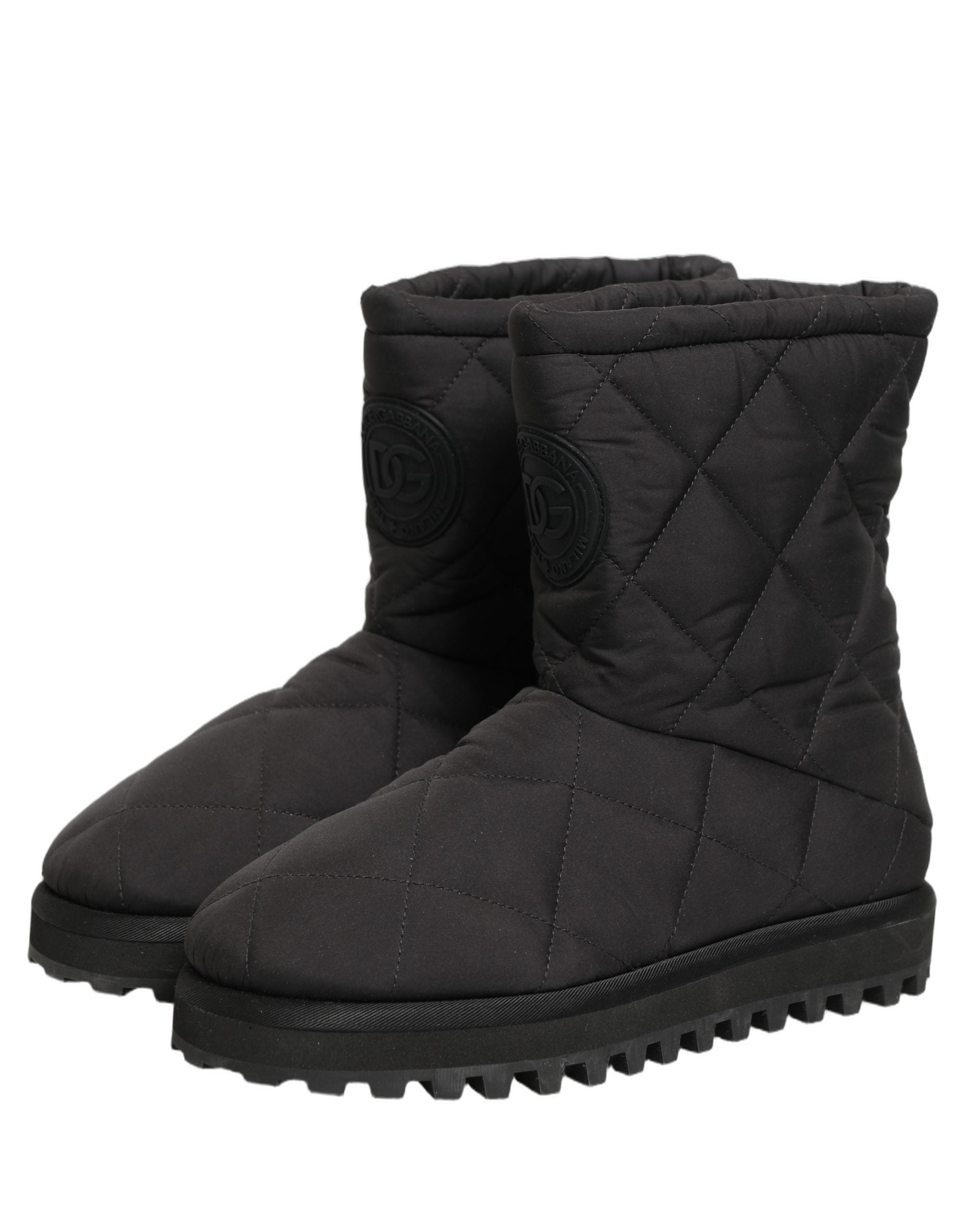 Dolce & Gabbana Black Quilted Effect Mid Calf Boots Shoes