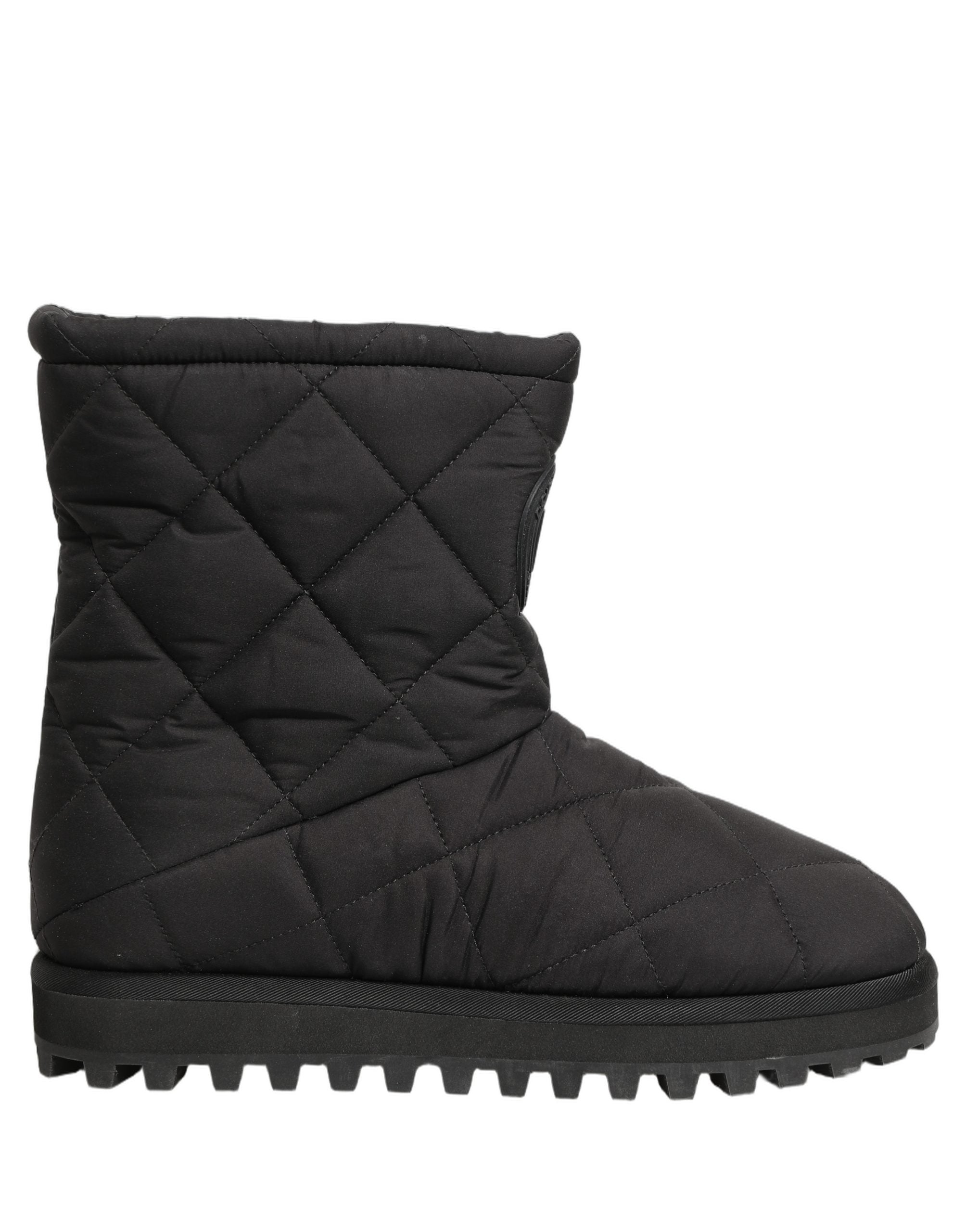 Dolce & Gabbana Black Quilted Effect Mid Calf Boots Shoes