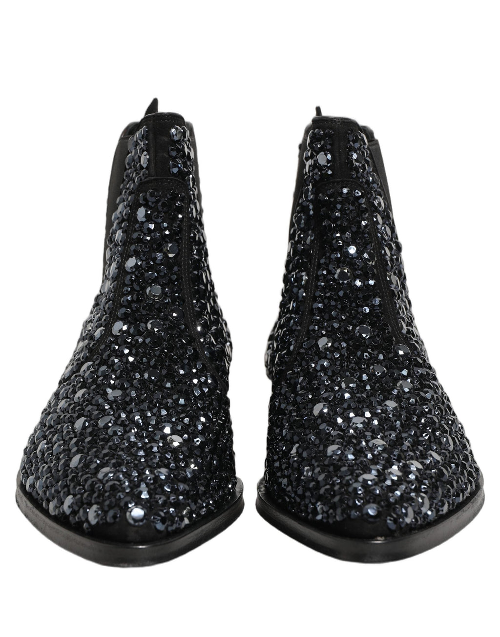 Dolce & Gabbana Black Embellished Chelsea Ankle Boots Shoes