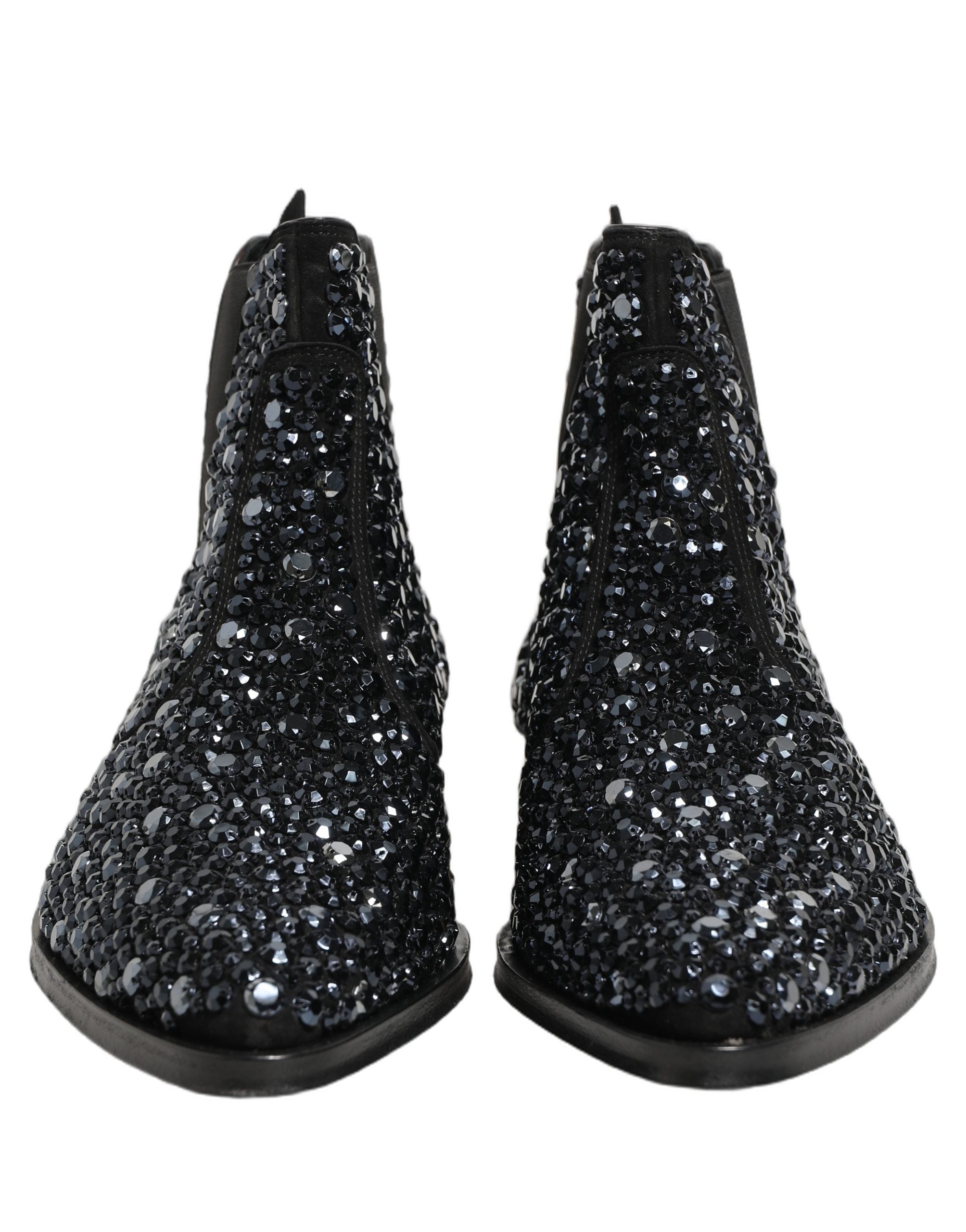Dolce & Gabbana Black Embellished Chelsea Ankle Boots Shoes