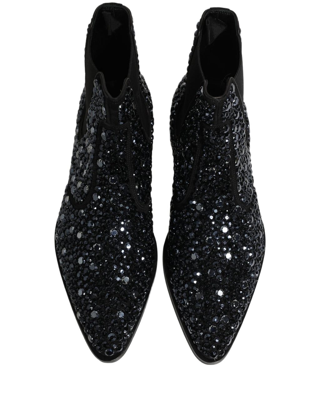 Dolce & Gabbana Black Embellished Chelsea Ankle Boots Shoes