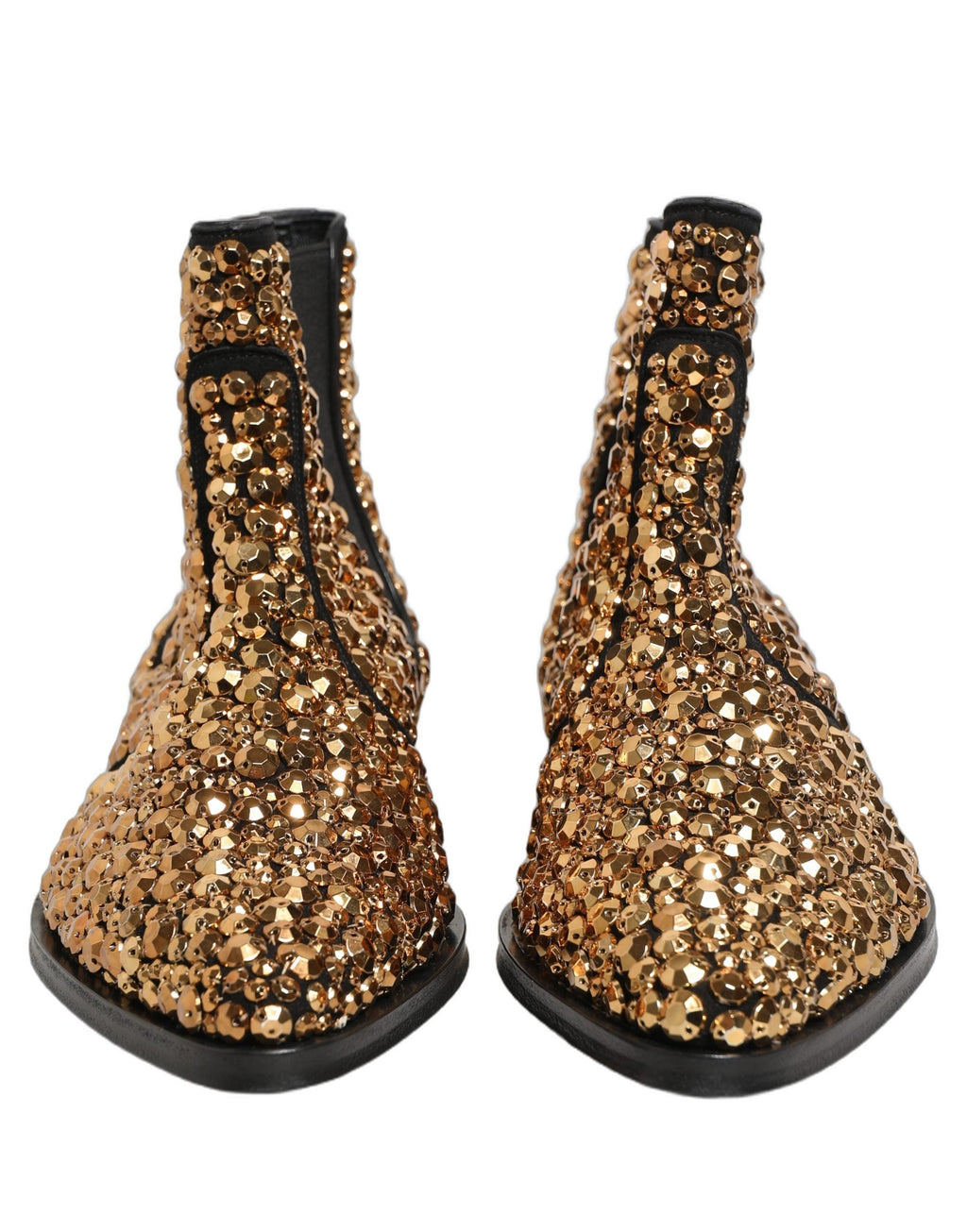 Dolce & Gabbana Gold Embellished Chelsea Ankle Boots Shoes