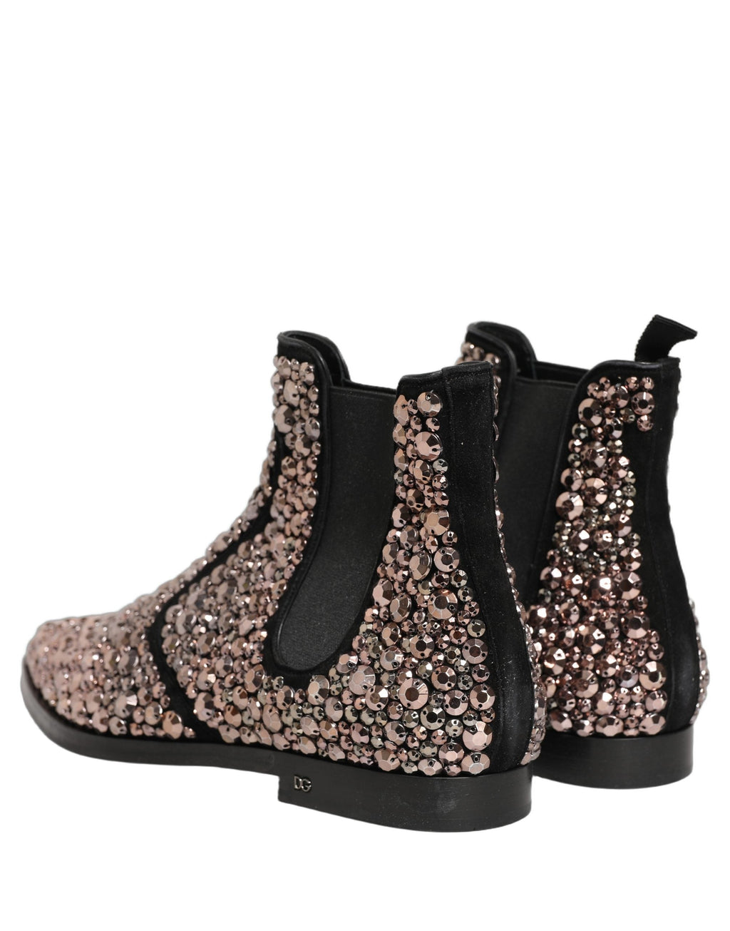 Dolce & Gabbana Silver Embellished Chelsea Ankle Boots Shoes