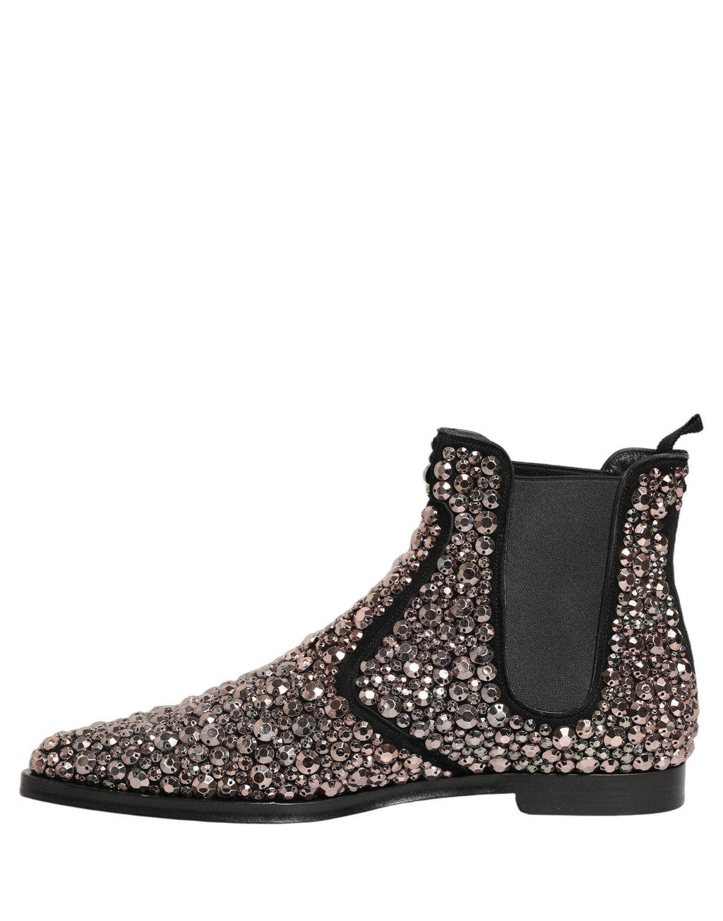 Dolce & Gabbana Silver Embellished Chelsea Ankle Boots Shoes