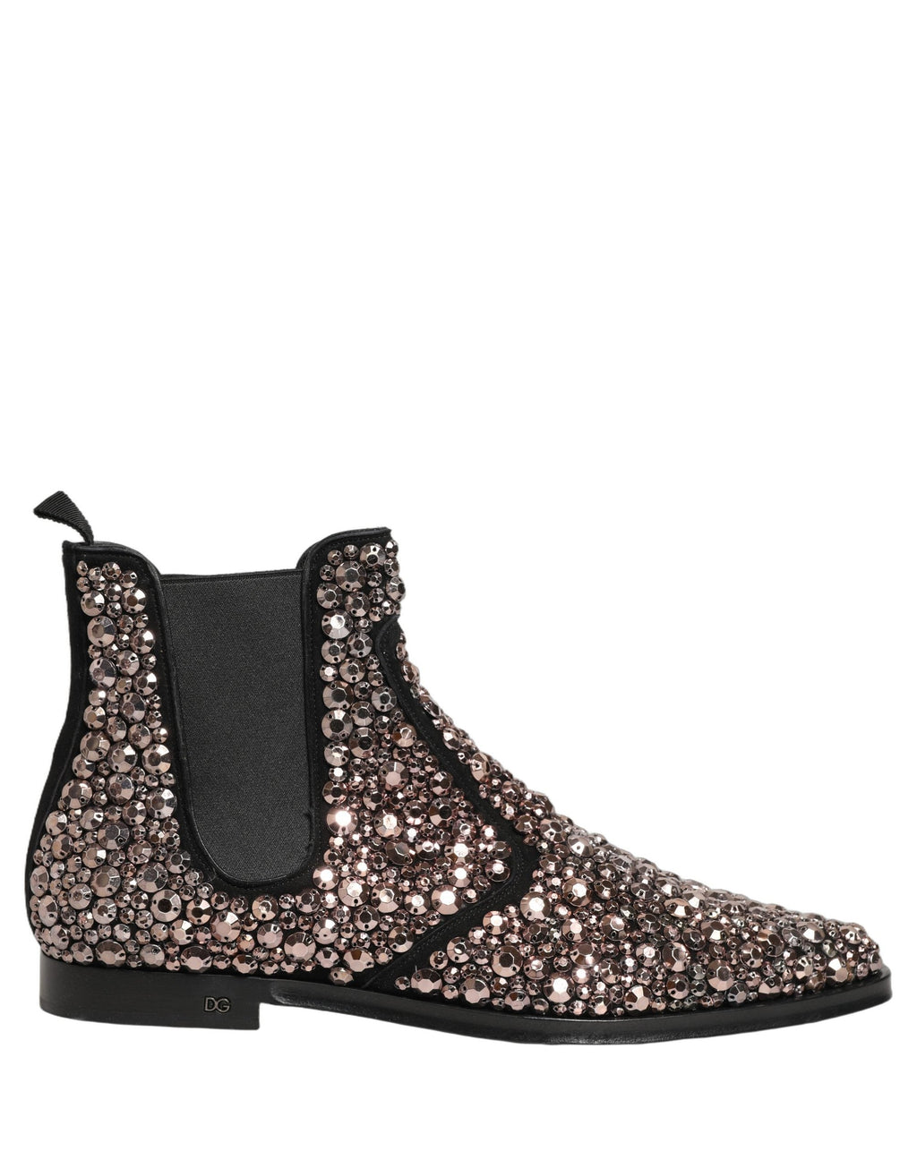 Dolce & Gabbana Silver Embellished Chelsea Ankle Boots Shoes