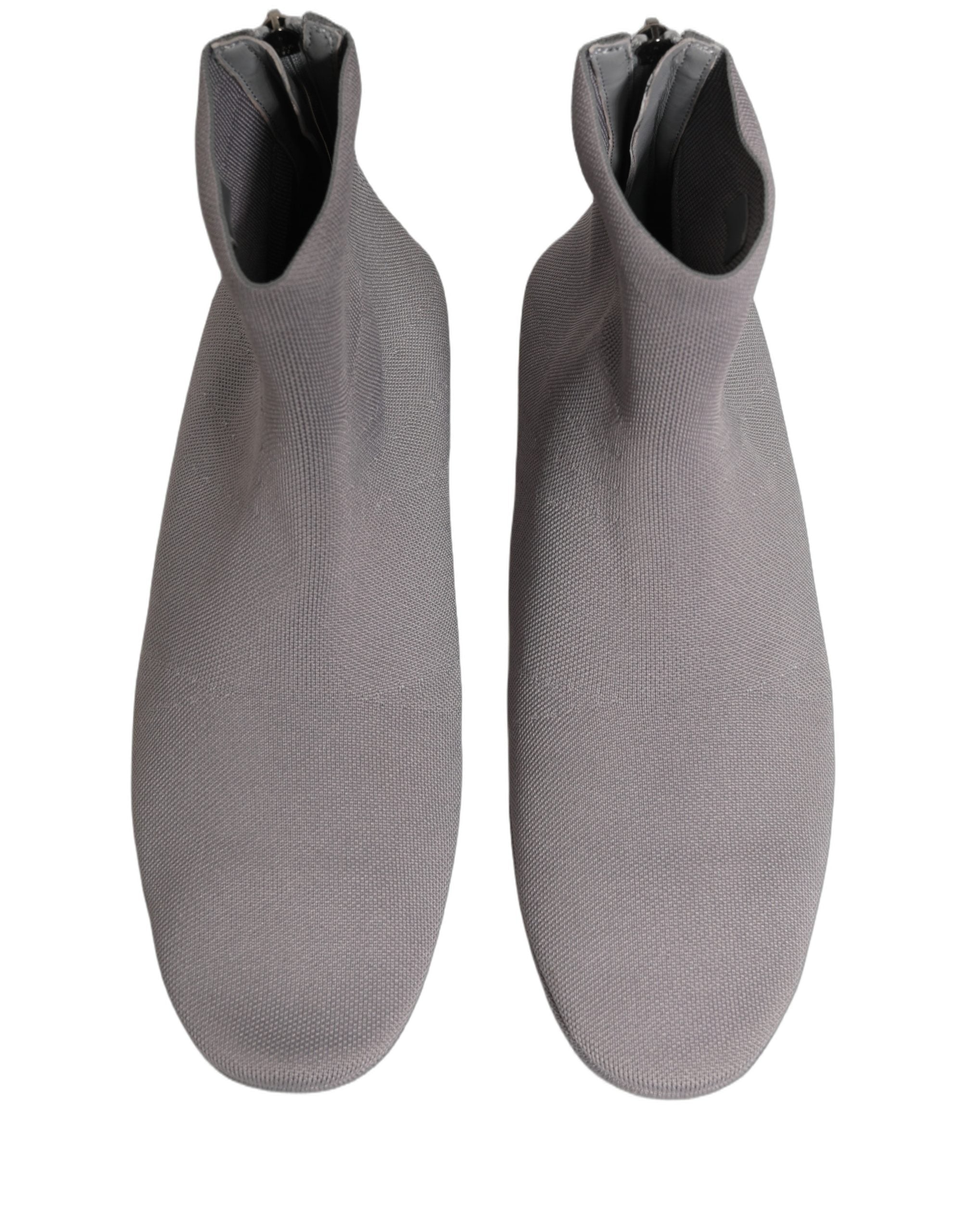 Dolce & Gabbana Gray Stretch Mesh Men Ankle Boots Shoes