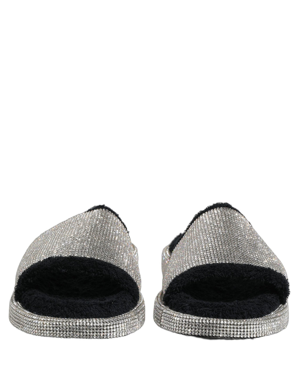 Dolce & Gabbana Black Crystal Embellished Platform Men Slides Shoes