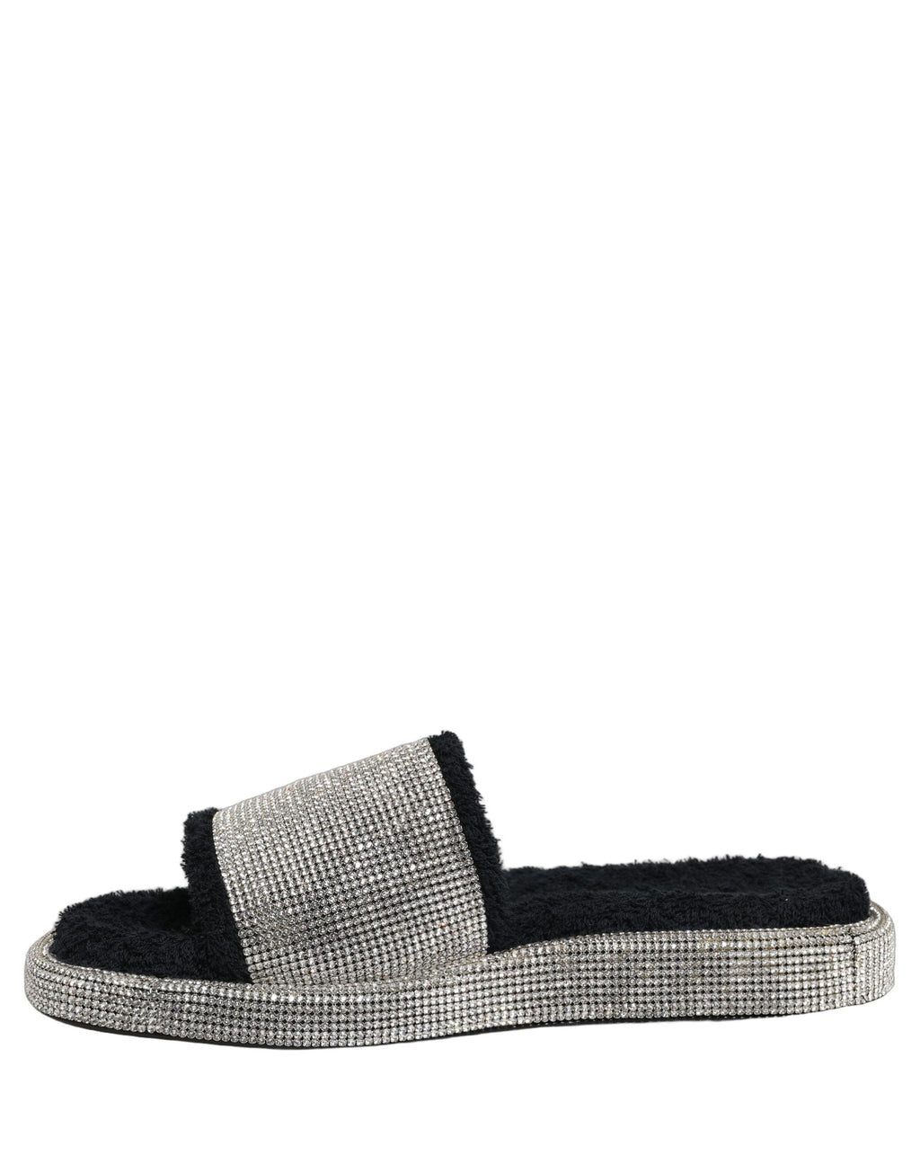 Dolce & Gabbana Black Crystal Embellished Platform Men Slides Shoes
